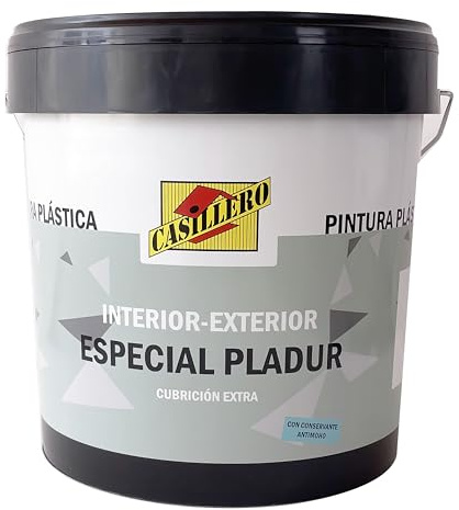 Pintura Blanca Mate ESPECIAL PLADUR 4L y 15L - Alta Cubrición con Titanio - Interior/Exterior - Ideal para Placas de Yeso y Paredes - Aplicación con Brocha, Rodillo o Pistola (Blanco, 4 Litros)