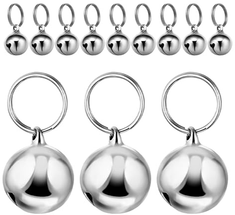 Mipcase 12pezzi Campanellino per Collare per Cani e Gatti Ciondoli per Animali Domestici Piccoli Campanelli Accessori per Collare Decorazione Fai da Te Argento