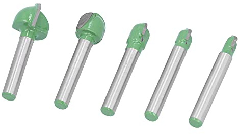 RASTKY 5Pcs Cove Box Router Bit Set - Round Nose 2 Flute Tungsten Steel Cutter Tools for Precision Woodworking, Beading, Grooving, and Decorative Cuts Keywords Cove Box Router Bit,