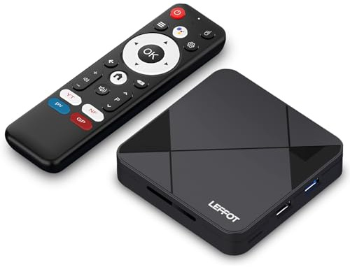 Android 14.0 TV Box 2025, 2GB RAM 16GB ROM, LEFFOT RK3518 4K Ultra HD Home Streaming Device for TV, Android Box with Voice Control, 2.4G & 5G WiFi 6, BT 5.4, USB 3.0, Rockchip RK3518 Quad-core A53