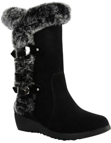 Snöstövlar dam svarta – bruna ankelstövlar damskor varma stövlar eleganta vinterstövlar kilklack stövlar platåstövlar bekväma snöskor eleganta vinterskor varma vinterstövlar, svart, 39 EU