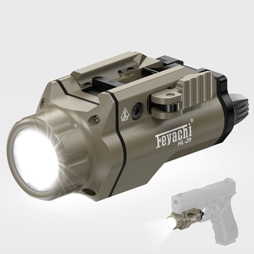 Feyachi HL-29 Taktisk pistolampa, 1 500 lumen, 2 lägen, Airsoft-kompatibel med flera modeller (kaki)