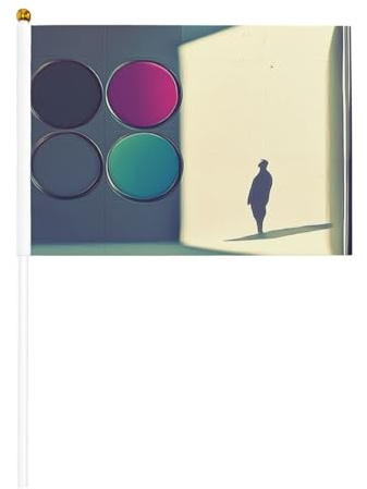 Mini bandiere colorate da parete su bastone, 14 x 20,8 cm, piccole bandiere USA per esterni, decorazioni per il 4 luglio, decorazioni patriottiche, asta per bandiera portatile, bandiere portatili sei
