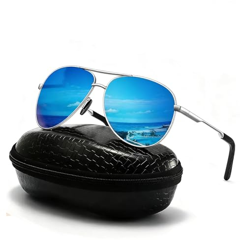 DXRPO Sonnenbrille Herren Polarisiert | Unisex Polarisierte Outdoor Vintage Metall Rahmen Fliegerbrille UV400