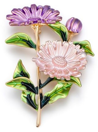 Spilla con crisantemo, Spille di Fiori Viola, Spille di Fiori di Nascita di Novembre, Regalo di Compleanno per Le Donne