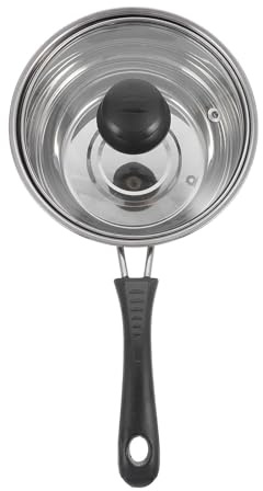 KICHOUSE Pentola da Cucina in Acciaio Inox Grande Argento con Coperchio in Vetro e Foro Vapore, Bollilatte Efficiente e Veloce per Induzione