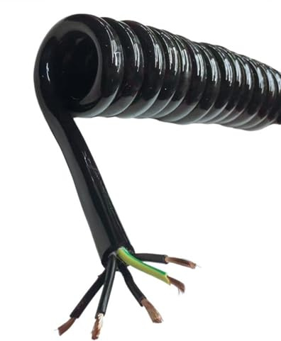 1 indragbar lindad sladd 5 kärna 13AWG 1-15M | Spiral teleskoptråd 2,5 mm fyrkantig fjädersträckt kabelförlängning(Stretch 14 meter)