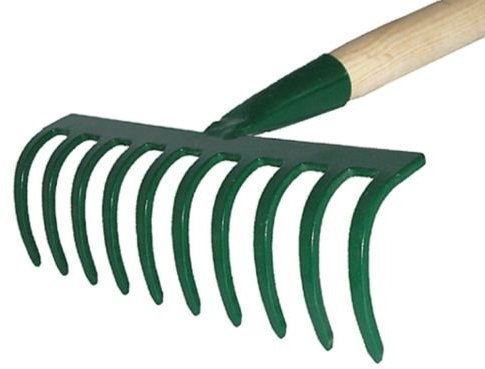 Harke Rechen Laubrechen 10 Zinken 20 cm m. Stiel 80 cm