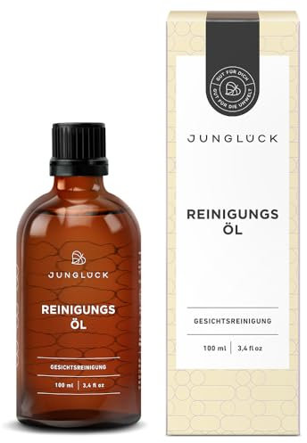 JUNGLÜCK Reinigungsöl Gesicht - Vegan | Natürliches Cleansing Oil mit hochwertigem BIO Arganöl, BIO Jojobalöl & BIO Rizinusöl | Gesichtsreinigung ohne Zusätze, Make-Up Entferner | Made in Germany