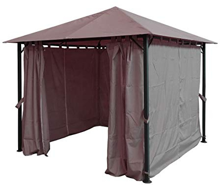 QUICK STAR Metall Garten Pavillon Nizza 3x3m Antik Partyzelt Taupe RAL 7006 mit 4 Seitenteilen