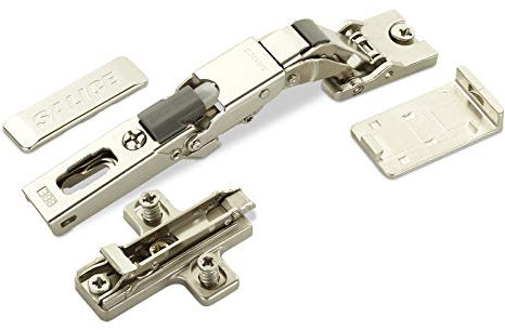 2 x Salice charnières universelles avec amortisseur pour porte en verre 110° avec plaque de montage en croix hauteur 3 mm avec vis Euro, réglage excentrique