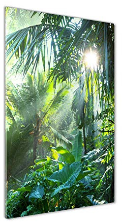 Tulup - Impression sur Verre Acrylique - 70x140 - Image sur Plexiglas - Déco Mural derrière Le Plastique - Tableaux pour la Mur - Mural Art - Décoration - Fleurs et Plantes - Vert - Jungle