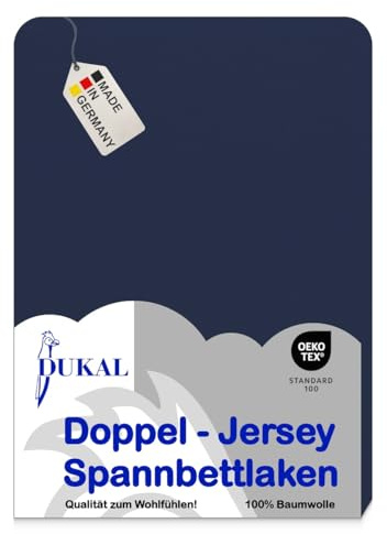 Dukal | Spannbettlaken | 80 x 200 cm | aus hochwertigem DOPPEL-Jersey | 100% Baumwolle | Farbe: marine