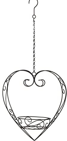 SGerste Macetero colgante en forma de corazón, soporte para jarrón para colgar en el techo, estilo vintage Shabby Chic de metal de 35 x 18 x 33 cm