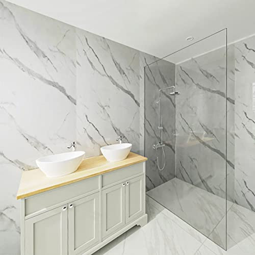 NRG 1m Wide x 2.4m Long x 10mm Large Bathroom Wall Cladding Ceiling PVC Shower Wet Wall Panel Calcatta Marble Matt 2PCS