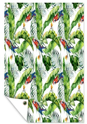 MuchoWow Poster exterieur Fleurs - Plante Oiseau de Paradis - Perroquet Decoration murale 40x60 cm Résistant aux intempéries/soleil