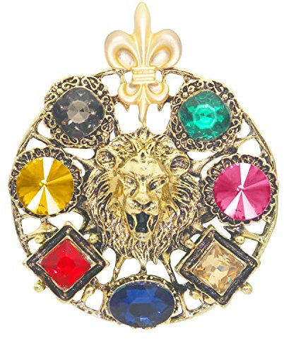 KristLand Kristall Löwen Brosche Runde Anstecknadel Tier Brosche Vintage Kristall Stein Retro Brosche Schmuck Wintermantel Jacke Accessoires Party Geburtstagsgeschenk für Männer Frauen Vintage