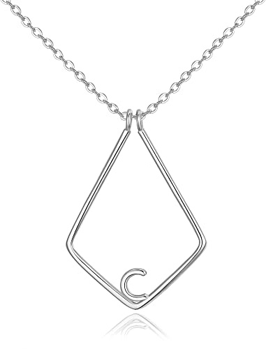 Clearine Ringhalter Halskette für Damen Mädchen 925 Sterling Silber Buchstabe Geometrischer Anhänger Kette
