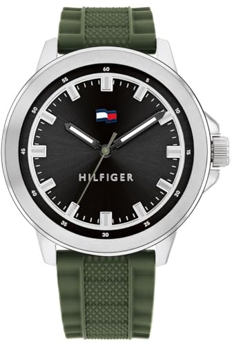 Tommy Hilfiger Analog Quarzuhr für Herren mit Grünes Silikonarmband - 1792021