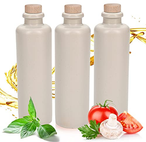 Essig & Öl Flasche mit Ausgießer für Feinschmecker, Geschenk Set, Handgefertigt und Einzigartig im Design Made in Germany, Authentisch chic und zeitlos 3x 200ml. (3x Mini 0,2l weiß- matt)