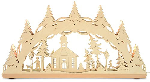 Riffelmacher & Weinberger Original Erzgebirge Holz Lichterbogen Seiffener Kirche 55 cm | 13002 - Schwibbogen