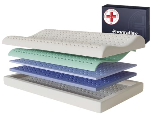 Pharmaflex Cervical - Cuscino Cervicale Memory Foam Letto per Dormire 60x40 Ortopedico Ergonomico, Morbido Supporto 5 Strati Allevia Dolori, Guanciale Medico Fresco Antiacaro Anallergico