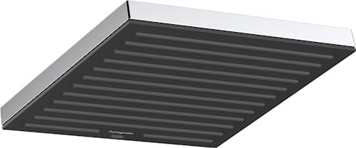 hansgrohe Pulsify E, rociador de ducha, ducha fija rectangular, cabezal de ducha lluvia con 1 tipo de chorro para conexión pared y techo, con sistema antical, cromo