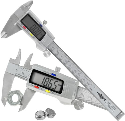 REXXER | Schieblehre | 150 mm | Präzision | Einfache Bedienung | Platzsparend | Für zu Hause | In der Werkstatt | Vor Ort | Für Profis | Für Amateure | Langlebig (ELEKTRONISCHE SCHIEBLEHRE 150 MM)