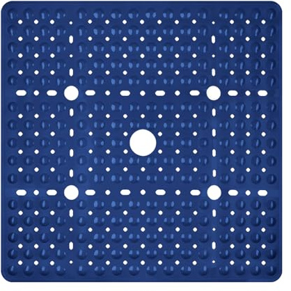 ZOKBOM Tappetino da doccia antiscivolo, 70 x 70 cm, grigio: tappetino da doccia antiscivolo, comodo tappetino antiscivolo per doccia, grande asciugatura rapida, senza BPA, con ventose (blu navy
