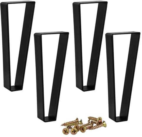 Btowin Lot de 4 pieds de meubles trapézoïdaux en métal de 15 cm, pieds de table de style moderne en épingle à cheveux, pieds de canapé robustes pour projets de bricolage, table basse, meuble TV,