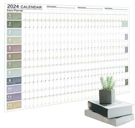 Wandplaner 2024 – Großer Wandkalender 2024 Jahresplaner | 12-Monats-Wandkalender, Ganzjahresplanung | Jahresposter Für Studenten, Familien, Zuhause, Schule, Büros, Arbeitsdiagramm, 29 X 20 Zoll