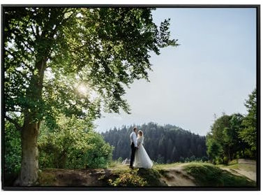 Personalisierbare Aluplatte im Edlen Holzrahmen - Ihr Foto auf Premium Material, Verschiedene Größen verfügbar (Alu-Dibond, 100 x 75 cm)