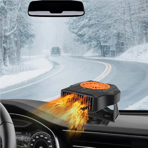 Riloer Ventilatore di riscaldamento per auto portatile 12 V 200 W 10 A, sbrinatore per parabrezza auto, vento caldo e freddo, con accendisigari