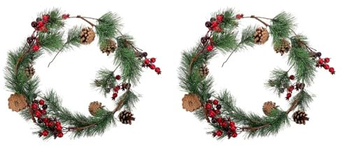 Happyyami 2 STK Weihnachtsdekoration Aus Rattan Eukalyptus-weihnachtsgirlande Dekoration Weihnachtsgirlande Für Die Haustür Weihnachtsbaumgirlande Beere Natürliche Tannenzapfen