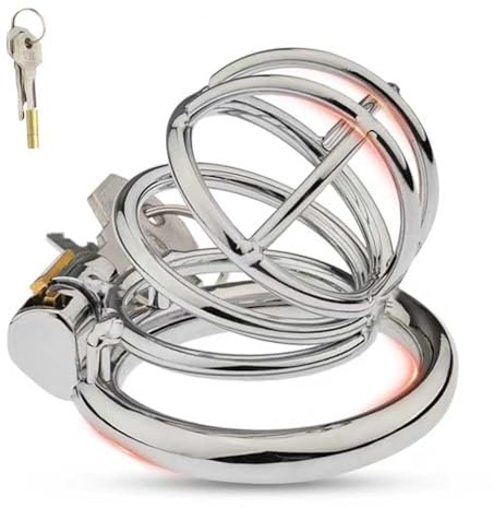 Peniskäfig Chastity Cage Male Metall,Penis Käfig mit 3 Cockringe Keuschheitskäfig Bondage Fetisch,Cock Cage Chasity Belt Keuschheitsgürtel für herren Sex Spielzeug (Ø:50mm)