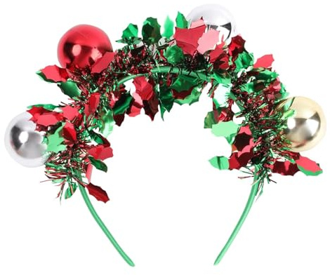 LUYANFX Haarreifen Weihnachten, Glitzer Weihnachtenkugel Haarreif, Weihnachts Kopfschmuck Damen mit Weihnachtenkugel, Haarschmuck Weihnachts Accessoires für Kinder Damen (Grün)