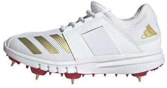 adidas Howzat Spike Junior Chaussures de Cricket, FTWR White/Gold met./Pure Ruby, 21 EU