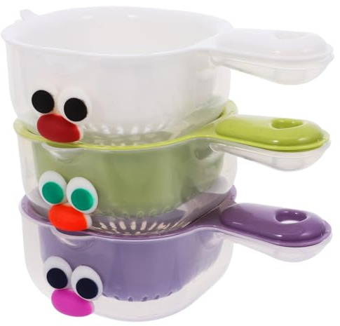 Ciieeo Double Layer Drain Basket Fruit Plate 7.00In Kitchen Strainer Bowl Set for Efficient Water Drainage and Fruit Washing Compact 3-Piece Dishware for Home Dining