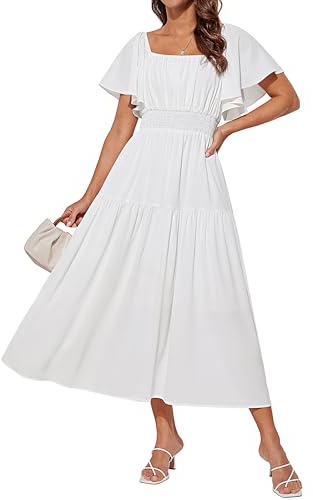GRACE KARIN Women's Elegant Summer Chiffon Dresses Short Sleeve Long Dress