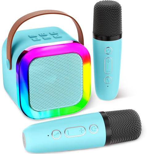 Aplsinvivi Mini microfono portatile Karaoke,Blu