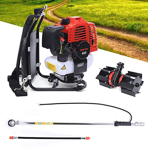 JAYEUW Sac à dos pour tondeuse à gazon 1,7 HP 43 cm³ Micro Pinne, débroussailleuse à essence à deux temps, réservoir de carburant 1000 ml pour désherber, scarifier et couper