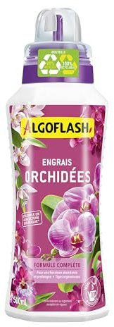 Algoflash Engrais Liquide Orchidées, Utilisable en Agriculture Biologique, Bouchon Doseur Inclus - 500 mL