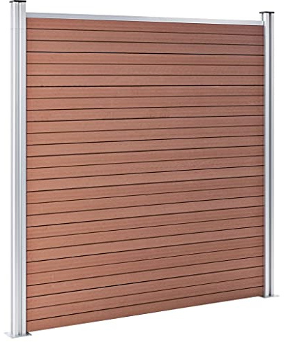 Emmtore Gartenzaun WPC Sichtschutzzaun Windschutzzaun Lamellenzaun Windschutz Sichtschutz Zaun Element Terrasse Garten 353×186 cm Braun