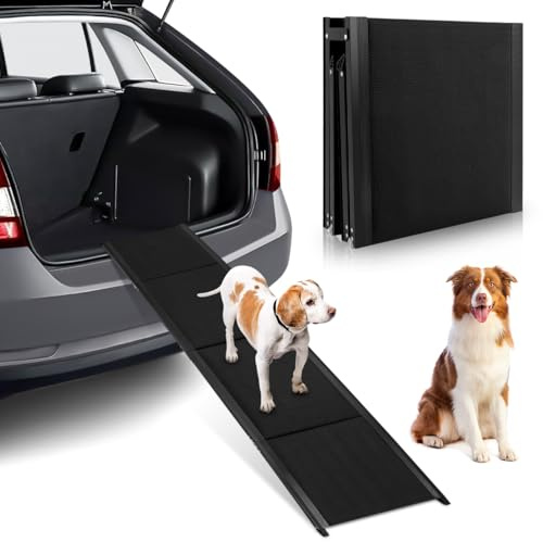Gadpiparty Hunde-Autorampe Klappbar 70.87X19.69In rutschfeste Haustiertreppe FüR GroßE Hunde Bis 136Kg Tragbare Faltbare Hundetreppe FüR Auto SUV LKW Mit Breiten Stufen Und Hohem Bett