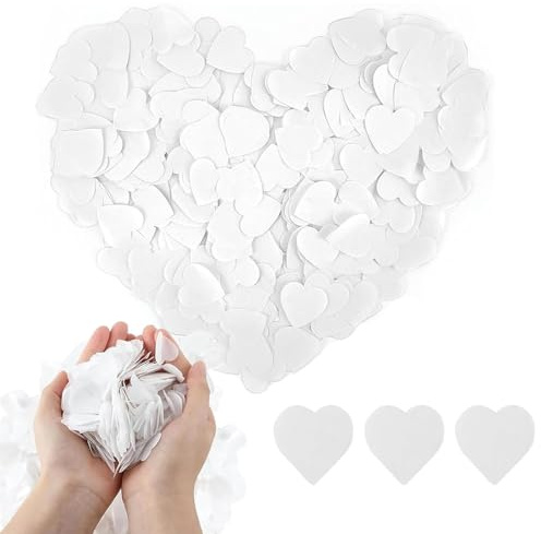 10000 Stück Biologisch Abbaubares Konfetti, 80g Weiß Konfettis, Herz Konfetti Biologisch Abbaubar, Konfetti für Hochzeit, Hochzeit, Konfetti, Tüten, Weiße Konfettis für Hochzeit, Geburtstag, Jahrestag