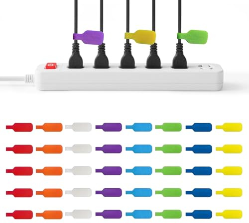 Ztolbriy Mehrfarbige Kabelmarkierung für Ordnung, Kabeletiketten zum Beschriften mit Kabelbeschriftung Clip, Nylon Kabeletiketten, Beschreibbare Etiketten zur Organisation von Kabeln