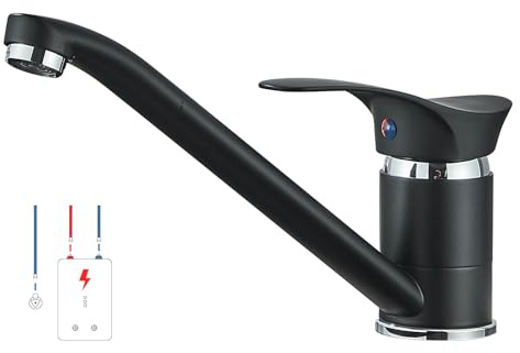 TVTIUO Rubinetto da cucina a bassa pressione, rubinetto da cucina girevole a 360 gradi, adatto per caldaie, nero, facile da pulire e smontare