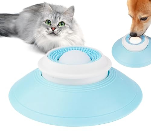Slickleksak för husdjur 14,5 x 5,5 cm PP vit hund slickmatta behandla dispenser slicka leksaker för hundar roterande bolldesign användbar för att rengöra anti-Assette husdjur för långsam matning och