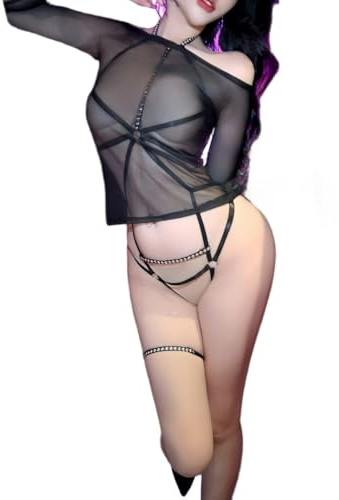 Bodysuit Babydoll cosplay set sexig skolflicka nattlinne poliskund uniform underkläder kostym hembiträde outfit M