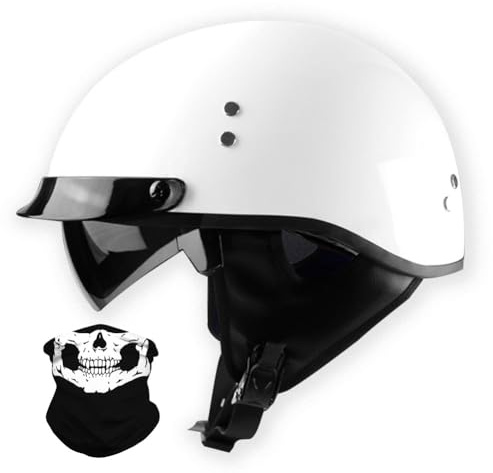 Uueybsg Motorradhelm Retro Halbhelm Chopper Helm DOT/ECE Zertifizierung mit Visier Vintage Motorrad Halber Half Helm Halbschale Jethelm Bike Pilot Chopper Helm Rollerhelm für Damen Herren